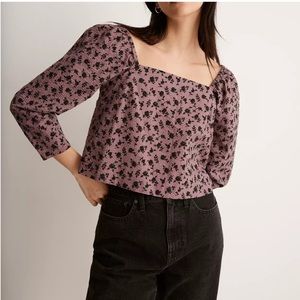 Madewell Seersucker Square-Neck Top in Floral